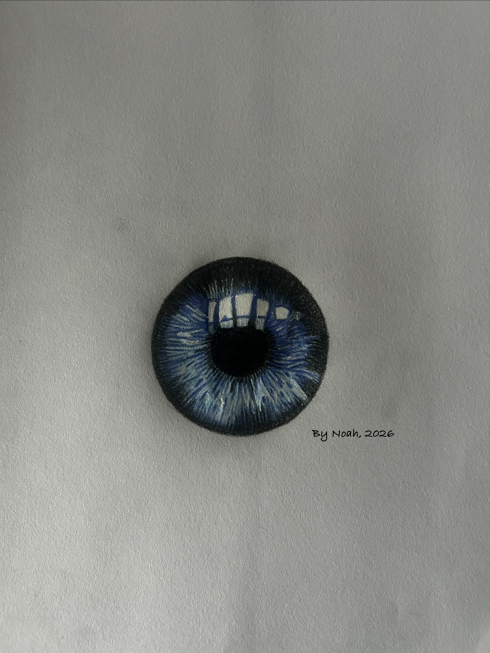 Striking blue eye art drawn by Noah